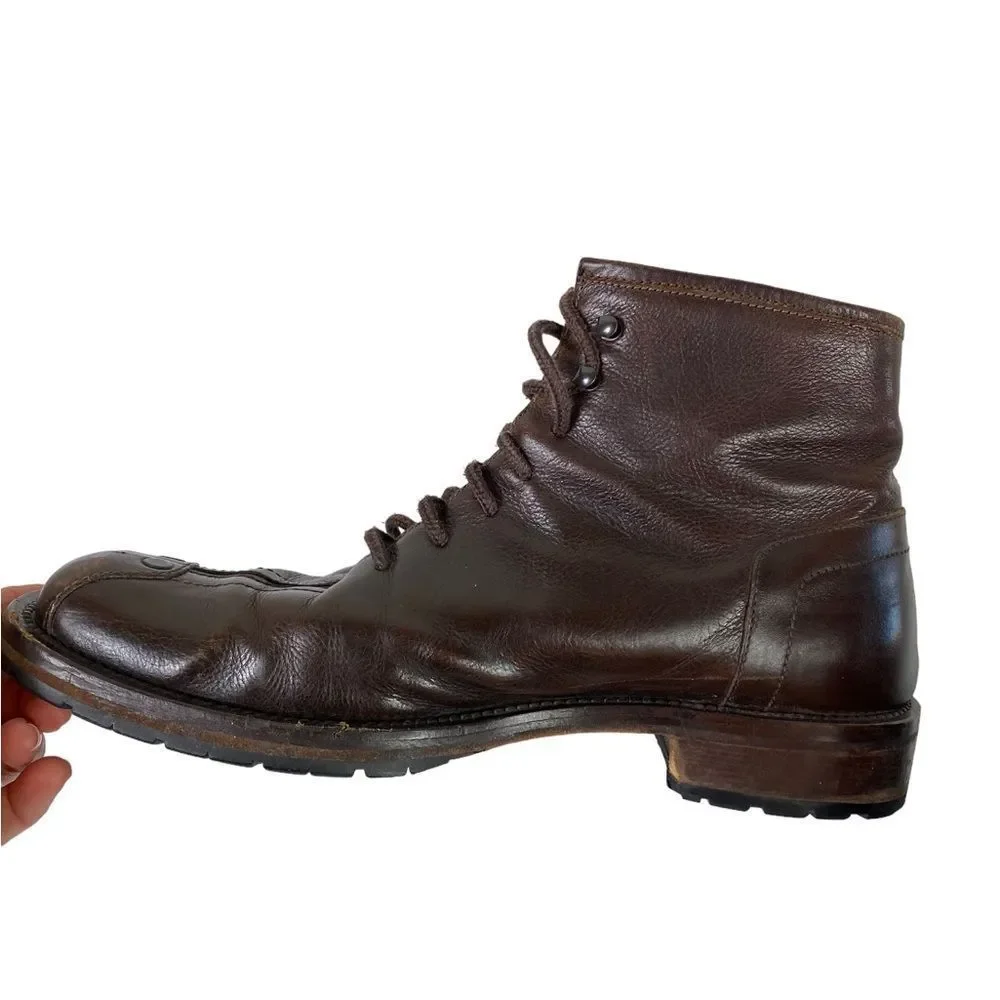 Men's Brown Leather Lace-Up Boots military workwear